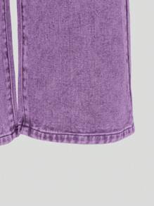 SHEIN Vaqueros rectos de lavado casual versátil con estilo sencillo de moda retro Y2K, color gris claro, para adolescentes