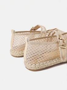 Styleloop Women's Adjustable Buckle Decor Mesh Flat Sandals, Casual & Vacational - Khaki - View 4