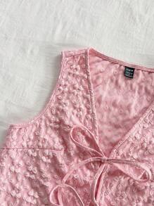 Soleia Blouse décontractée avec col en V et ceinture à nouer, en tissu texturé jaune, convenant pour l'automne/hiver