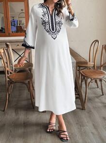 SHEIN Maternity Notched Neck Floral Print Casual Dress