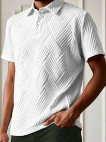 Manfinity Homme Ropa de hombre Manfinity Mode con superficie de textura sólida: Camisa de vestir roja, camisa con cuello, ropa casual, chaqueta tipo polo, ropa casual blanca, chaqueta comercial, ropa diaria para ir al trabajo, regalos para hombres.