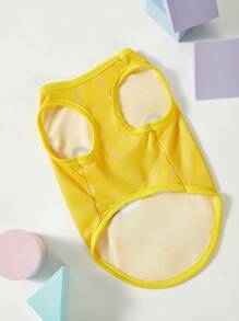 PETSIN 1pc Breathable Leopard Pattern Pet Dog/Cat Vest, Cute Cartoon Design - Yellow - View 2