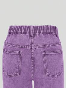 SHEIN Vaqueros rectos de lavado casual versátil con estilo sencillo de moda retro Y2K, color gris claro, para adolescentes