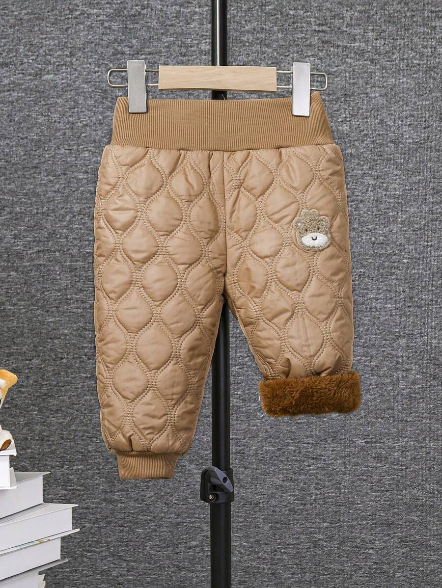 SHEIN Baby Boy Cartoon Embroidery Quilted Pants - Multicolor - View 1