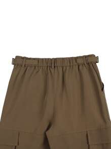 Manfinity LEGND 男士美式直筒宽松纯色多口袋休闲工装卡其裤，修身，工装裤，卡其裤，情人节男士 - 咖啡棕 - 查看 5