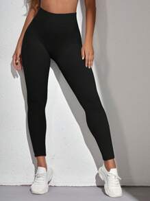 SHEIN Sport Studio Cropped Workout Leggings Ribbed Booty Sculpt Athletic Leggings