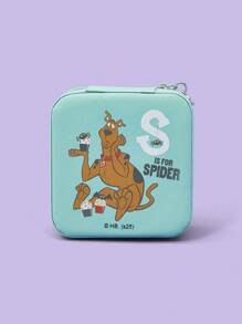 SCOOBY-DOO X SHEIN Organizador de joias com zíper para viagem com estampa de desenho animado e letras