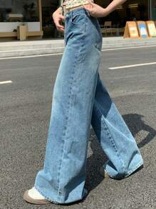 DAZY 阔腿牛仔裤休闲长裤，夏季时尚低腰牛仔裤