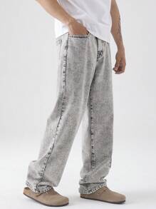 Chillumni Men's Casual Denim Jeans, Minimalist & Fashion For Daily Wear - Light Grey - View 3