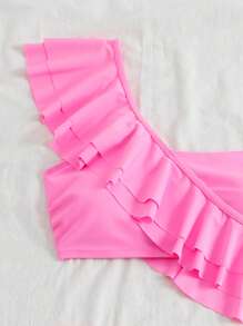 Bộ đồ bơi tankini thoải mái cho kỳ nghỉ trên bãi biển tối giản thanh lịch và ngọt ngào màu hồng nóng bỏng dành cho nữ - Màu Hồng Tươi - Xem 6