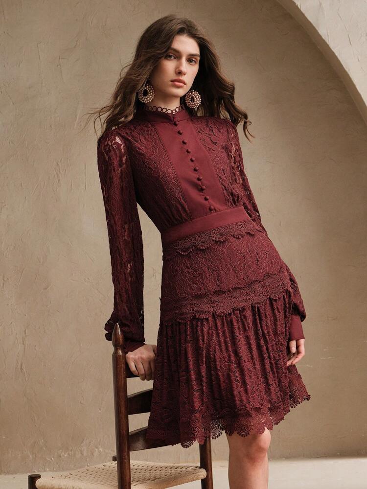 Robe blanche évasée à manches longues et en dentelle, élégante pour le printemps, les festivals, la Saint-Valentin, Pâques, les vacances