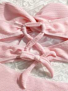 SHEIN Swim 2pcs Women's Spaghetti Strap Tankini Swimwear Set, Sweet Pink Versatile Casual Beach/Pool Party Swimwear - Pink - View 6