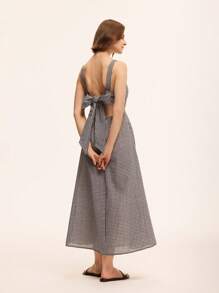 Chiquease Rochie elegantă din in pentru femei, cu design de bani vechi - Alb-negru - Vizualizare 1