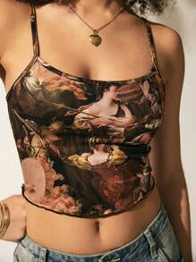 Easelle Top de tirantes crop con estampado de figura - Multicolor - Ver 3