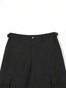 Manfinity LEGND 男士美式直筒宽松纯色多口袋休闲工装裤，修身，工装裤，情人节黑色裤子，秋季