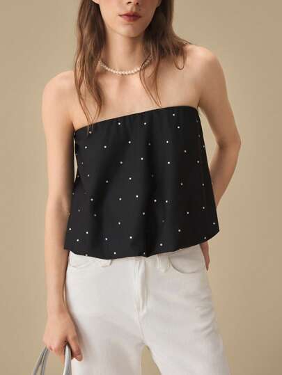Muvela 女式弹性腰部黑色吊带背心上衣，优雅亮片装饰荷叶边下摆休闲夏季上衣，适合生日、节日、音乐节、毕业典礼