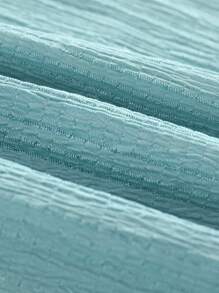 少女简约纯蓝色圆领短袖超长睡衣睡衣 - 綠色 - 查看 3