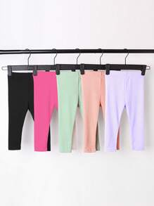 Baby Girls 2pcs/Set All-Match Rib Knit Leggings, Casual & Versatile, Spring & Autumn - Multicolor - View 1