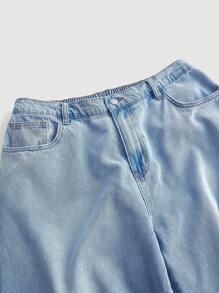 SHEIN MOD Jeans amples et larges à taille basse en couleur unie avec poches, style décontracté et polyvalent. Jeans boyfriend, jeans Y2K, pantalon de Noël
