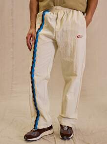 Musero Men Straight Leg Shell Contrast Strip Joggers Tracksuit Bottoms - Multicolor - View 2