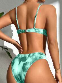 Swim Vcay 女士扎染性感比基尼泳装套装，夏季沙滩装 - 綠色 - 查看 2
