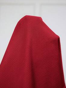 SHEIN LUNE 大码 V 领短袖纯色休闲 T 恤，春/夏 - 酒紅色 - 查看 3