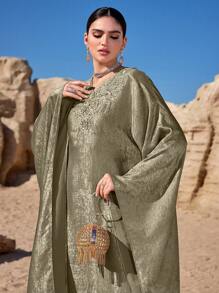 Al Najma 女士土耳其长袍和阿拉伯传统长裙，端庄 - 綠色 - 查看 4