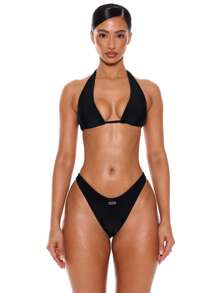 Musera Resort 露背系带比基尼上衣，仅供夏季春季度假性感俱乐部伊比沙岛沙滩装穿着，黑色