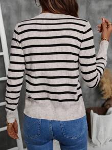 EMERY ROSE Simple Striped Casual/Commuter Cardigan - Multicolor - View 2