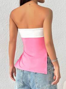 SHEIN EZwear Parte superior tubo de color block de verano negro Y2K para mujer