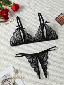 Women's Sexy Sheer Lace Lingerie Set Sexy Lingerie Set>Sexy Setswomen Sexy Lingerie Setsblack Lingerie Setlingerie Set>Black, Baddie Look - Black - View 6