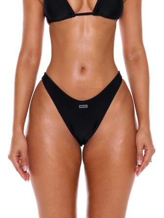 Musera Resort High Leg Musera Print Bikini Bottoms Summer Spring Holiday Vacation Sexy Club Ibiza Beachwear Festival Rave Beach  Black