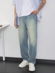 Manfinity Homme Plus Size Men's Simple Fashion Casual Denim - Blue - View 7