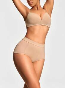 SHEIN Shape Prenda moldeadora de unicolor de talle alto sin costuras para mujer, panty