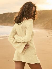 Aralina Resort Lightweight Semi Sheer Vacation Knit Beach Dress - Yellow - View 7