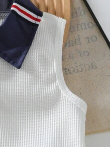 SHEIN 2Pcs/Set Ramadan Girls Polo Collar Sleeveless Tank Top + Pleated Mini Skirt Suit, Elegant School Style For Summer - Multicolor - View 3