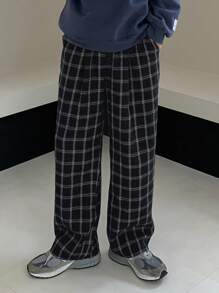 DAZY Spring Black Check Men's Pants, Minimalist Fashion Suitable For Summer Business Attire - Black - View 1