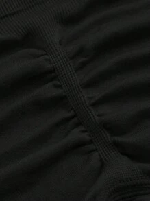 Easithlete Ribbed Knit Wideband Waist Sports Shorts Stretchy ShortsWomen Sweat Short, Gym Short, Biker Short - Black - View 7