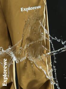 SHEIN Pantalones casuales de pierna ancha plisados con estampado de letras para adolescentes