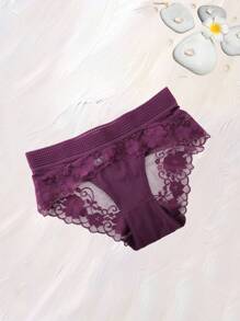 Seduluxe 1 pieza Lencería sexy de mujeres con contraste de encaje transparente - Morado - Ver 6