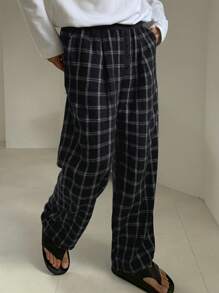 DAZY Spring Black Check Men's Pants, Minimalist Fashion Suitable For Summer Business Attire - Black - View 6