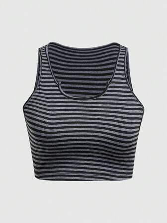 Grunge Punk Canotta Corta A Righe Da Donna