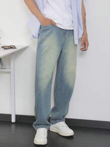 Manfinity Homme Plus Size Men's Simple Fashion Casual Denim - Blue - View 8