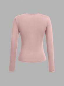 SHEIN EZwear 3 件套女士圆领休闲紧身全长长袖 T 恤套装，适合春夏季 - 彩色 - 查看 10