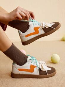 CUCCOO EASI Women's Retro/Vinta Ge Versatile Casual Sneakers, Flat Small White Shoes, 2024 New Spring Season Tainers - Orange - View 5