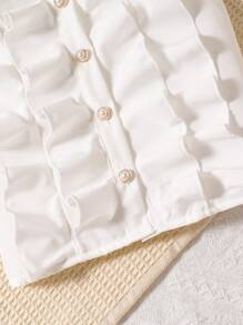 Tween Girls Ruffle Front Button Sleeveless Shirt & Contrast Pleated Skirt Outfit - Violet Purple - View 3