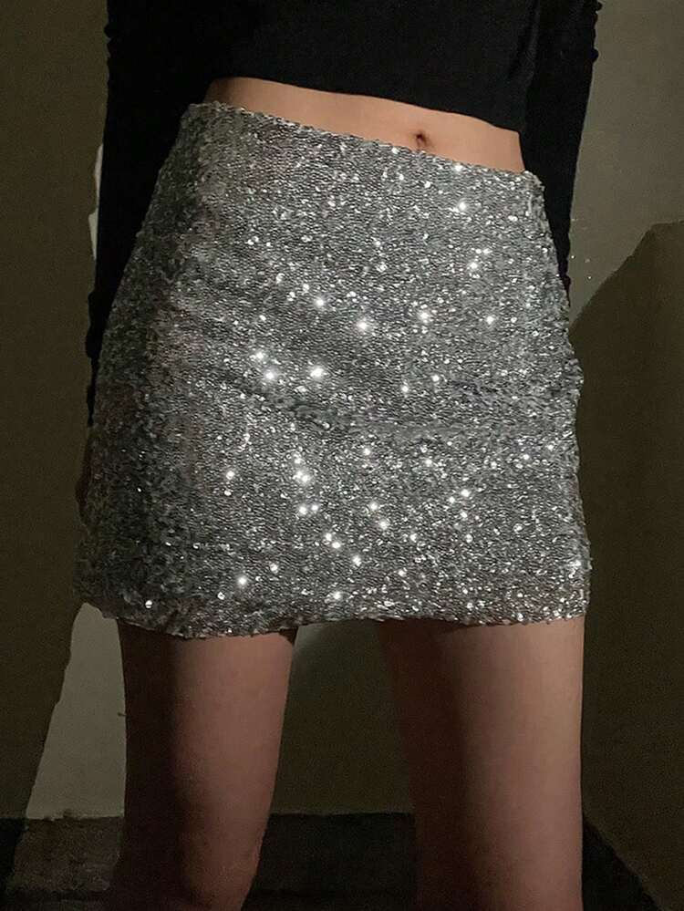 Women's Sequin Decorated Party Skirt Fall Skirt New Years Women Carnival