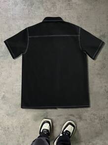 Manfinity Hypemode 男士夏季休闲撞色缝线衬衫男士口袋衬衫男士工作衬衫