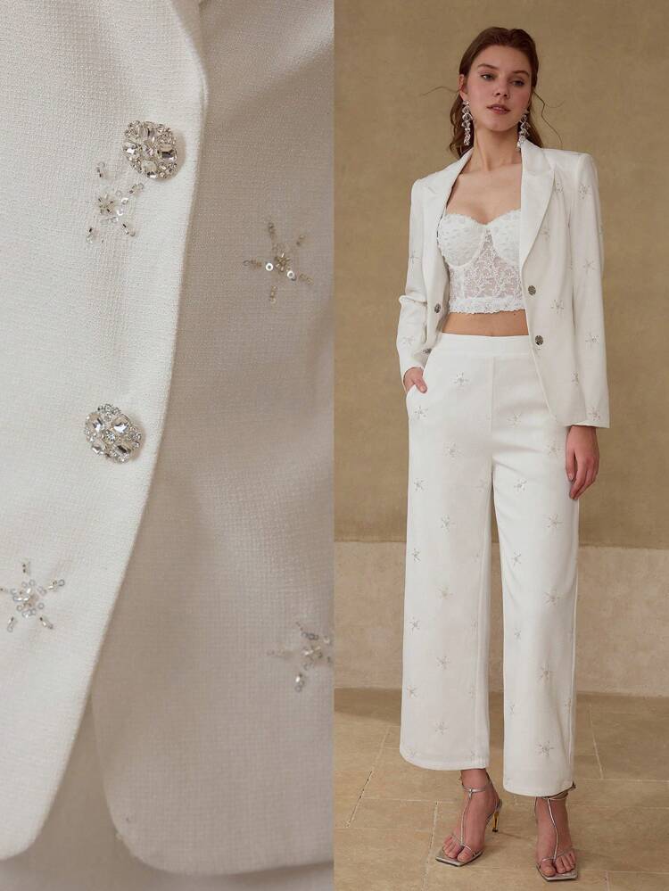 BEADED BUTTON UP BLAZER