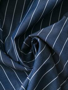 SHEIN LUNE Women Plus Size Striped Print Front Button Drawstring Long Sleeve Blouse Fall Cloth For Women